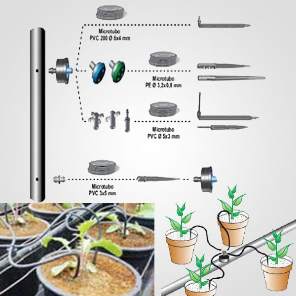 Accesorios para riego por goteo en macetas